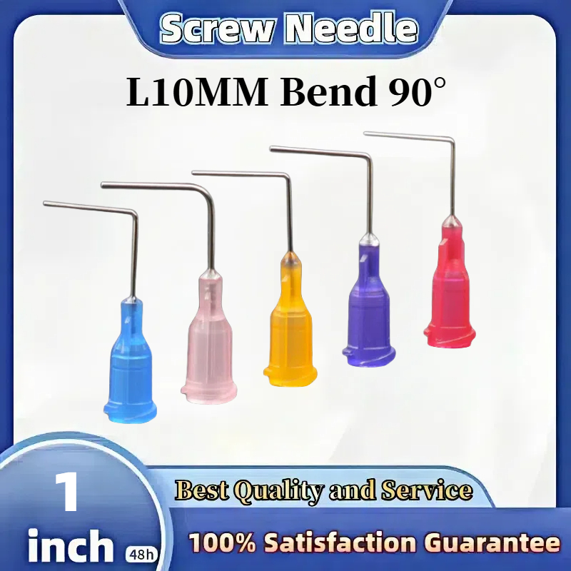 10PCS 25MM 1นิ้ว 14G-30G 90° ข้อศอก Dot กาวเข็มพลาสติกเหล็ก Dot กาวเข็มโค้งสแตนเลสด้านข้างดัด Dot กาวเข็ม 14G/15G/16G/17G/18G/19G/20G/21G/22G/23G/24G/25G/26G/27G/30G