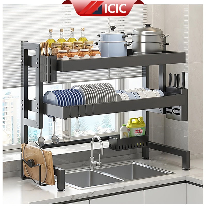 ICIC ชั้นวางจาน ที่วางจาน 65/85/95/105/125cm ที่คว่ําจาน คร่อมอ่างล้าง ชั้นวางของในครัว Bowl Rack