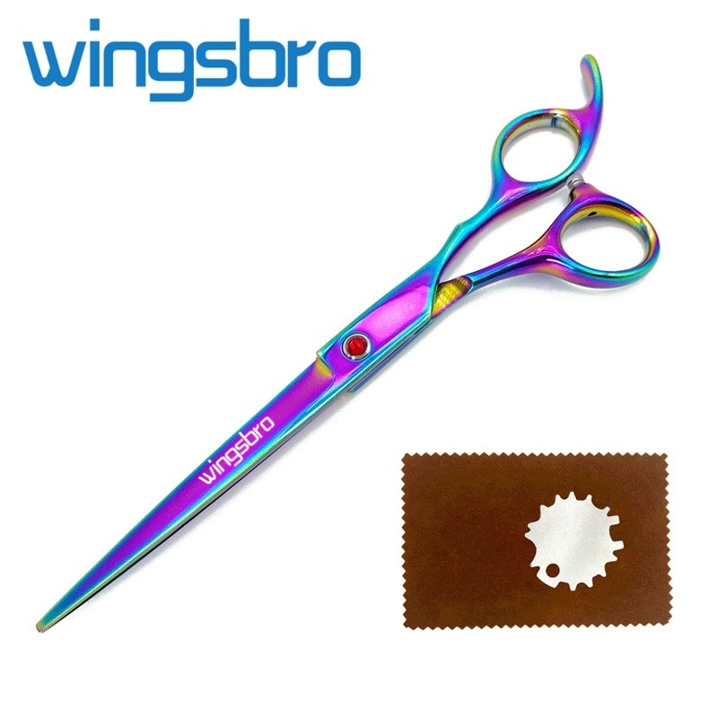 ปีกกรรไกรตัดผมมืออาชีพ7นิ้ว ,สีไทเทเนียมชุบผมกรรไกรด้วยหวี ร้านเสริมสวย ชุดกรรไกรตัดผมสําหรับตัดผม