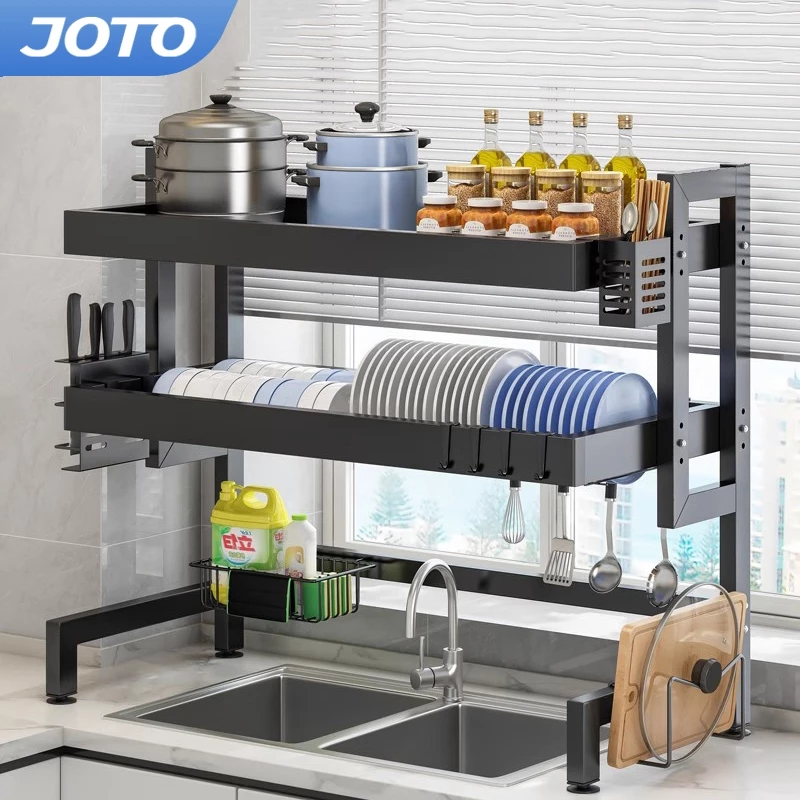JOTO ชั้นวางจาน ที่วางจาน รุ่นอัพเกรด 2ชั้น 55/65/75/85/95/105/125cm bowl rack ค่รอบอ่างล้างจาน