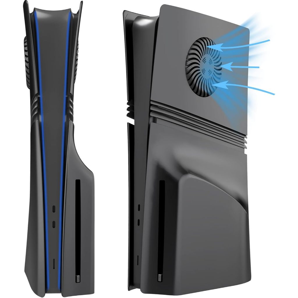 Faceplate สำหรับ PS5 Pro พร้อมช่องระบายความร้อน, Face Plate อุปกรณ์เสริมคอนโซล Cover ABS ป้องกันฝุ่น ตัวแทนเปลี่ยน Side Shell Case - สีดำ