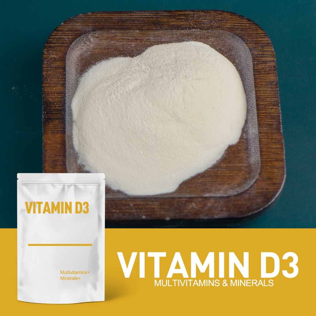 ขายตรงจากโรงงานของวิตามิน D3 (cholecalciferol) แป้ง 100,000 u/g แป้งแห้งแบบสเปรย์ รองรับ OEM/ODM 500g/1000g. CAS เบอร์ : 67-97-0
