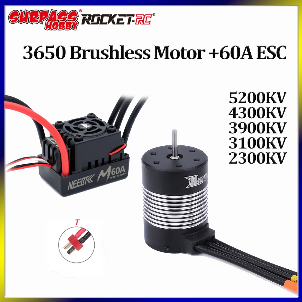 Rocket กันน้ํา 3650 Sensorless Brushless 5200KV/4300KV/3900KV/3100KV/2300KV มอเตอร์ M60A T ปลั๊ก 2-3