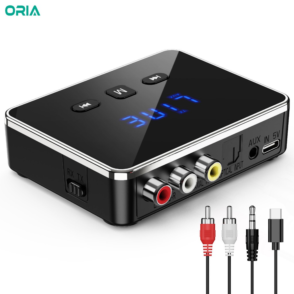 Oria บลูทูธ 5.4 เครื่องส่งสัญญาณ Plug and Play อะแดปเตอร์เสียงบลูทูธไร้สายรองรับ U-Disk & TF การ์ดสําหรับระบบสเตอริโอในบ้าน/ทีวี/รถ/ลําโพง