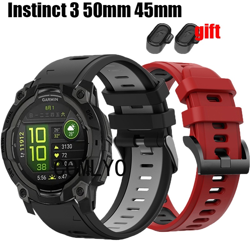 สําหรับ Garmin Instinct 3 Solar AMOLED Strap Quickfit Band สมาร์ทนาฬิกาสร้อยข้อมือ Easyfit ซิลิโคนชาร์จพอร์ตปลั๊ก