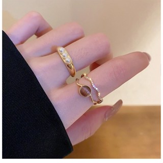 เดรช ทองไม่สม่ําเสมอรอบปรับแหวนมุกออกแบบที่เรียบง่ายแฟชั่นผู…