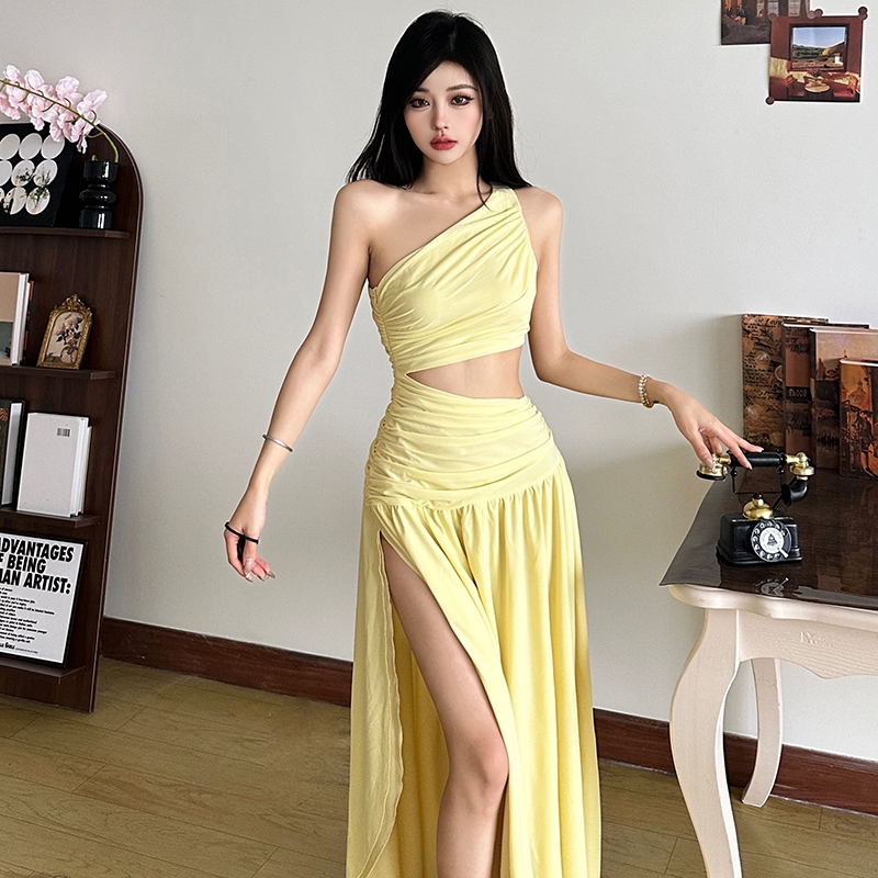 แปลก ทัส สบายๆ แมกซี่ ชุดไม่สมมาตรปิดแขนสัมผัสสะดือแข็งอเนกประสงค์ฤดูร้อนบรรยากาศสไตล์แฟชั่นอาวุโสบรรยากาศ2024ใหม่ร้อน ราคา ถูกที่สุด ดีลบีเคเค แกลเลอรีภาพที่ 9