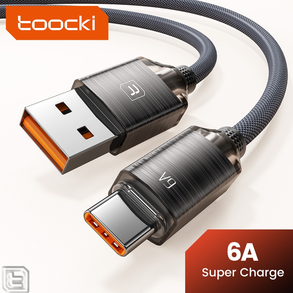 Toocki 66W Type C Fast สายชาร์จ Super Fast Charge สาย USB ถึง Type C ข้อมูลสาย LED อลูมิเนียมสําหรับ Xiaomi Samsung