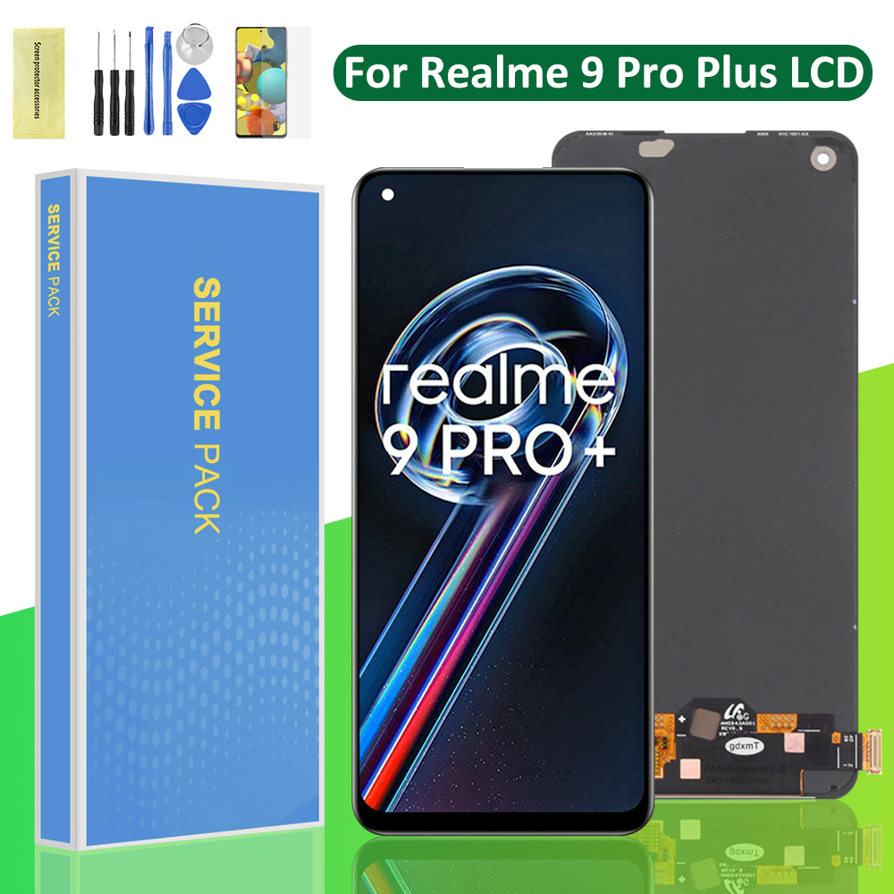 AMOLED สําหรับ Realme 9 Pro Plus จอแสดงผล LCD Realme 9 Pro + RMX3392 RMX3393 Digitizer ชุดหน้าจอสัมผัส