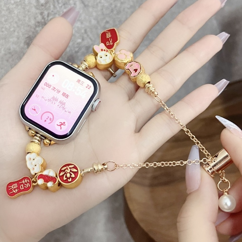 Gold Color Jewelry DIY Gem Agate Style Watchband For Watch Strap Series 10 9 8 7 6 5 4 3 2 1 se, se2