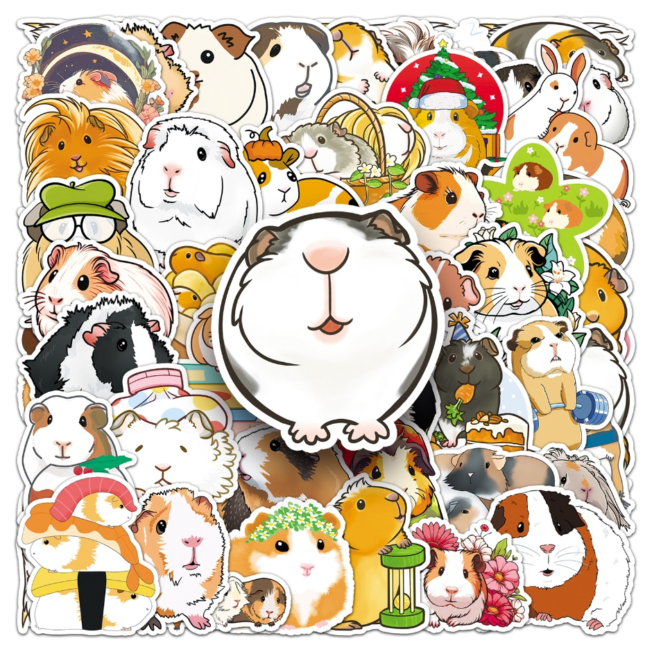 น่ารัก51ชิ้นหนูตะเภาน่ารักสติ๊กเกอร์สําหรับ ทําเอง เคสโทรศัพท์แล็ปท็อปหมวกกันน็อครถกราฟฟิตีกันน้ําตกแต่งของขวัญ
