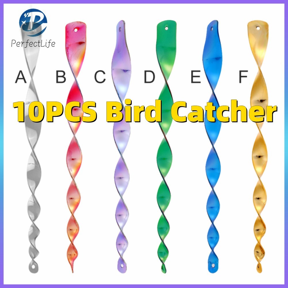 10PCS จับนกพลาสติกสะท้อนสะท้อนนกยับยั้ง Stick ปลอดภัยแขวนนกไล่ลม Tur สะดวกสำหรับการตกแต่งสวน