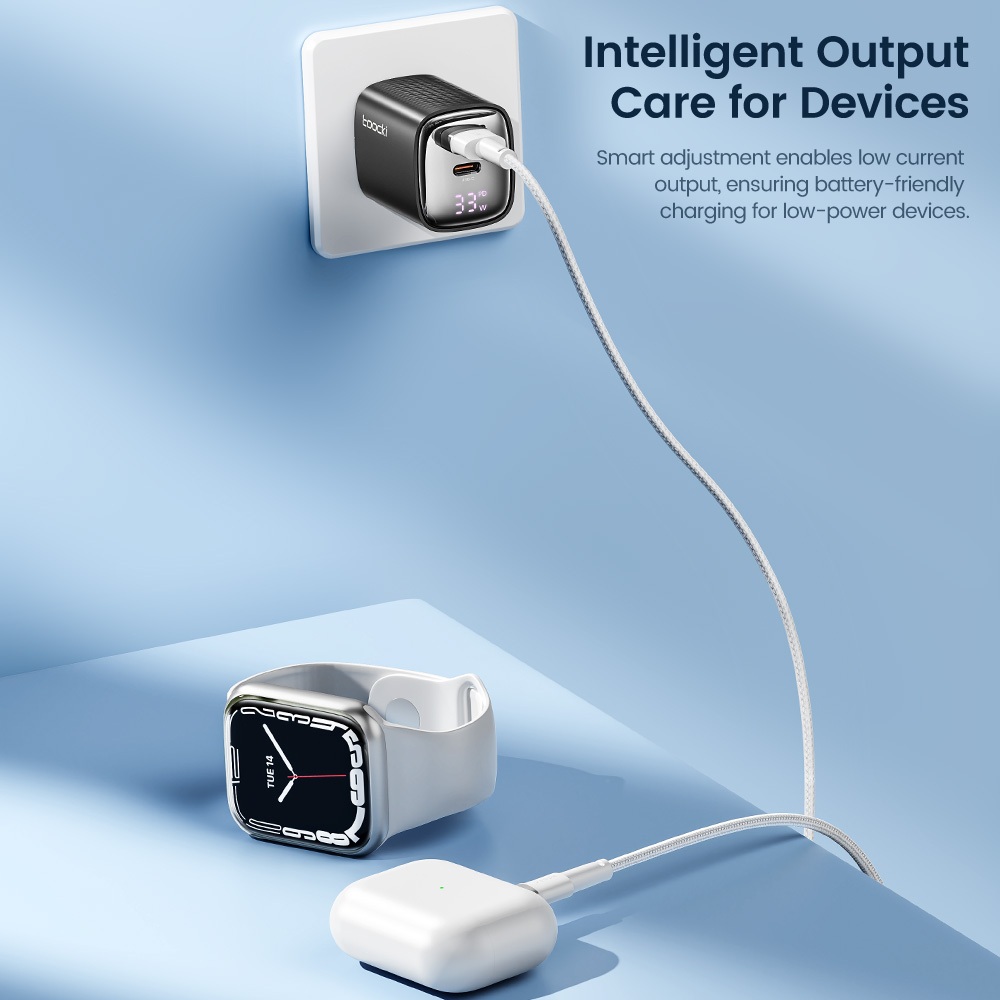 Toocki 33W GAN Travel Charger USB Type C Fast Charging PD3.0 Power Digital Display Adapter สําหรับโทรศัพท์แท็บเล็ตแล็ปท็อปชาร์จ USB C สาย - รูปที่ 7