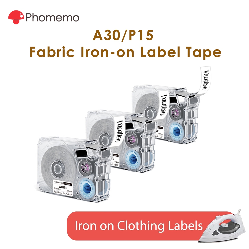 Phomemo for A30/P15 15mm label sticker printer Label Maker เทปฉลากโปร่งใส,สติกเกอร์ต่อเนื่องแบบมีกาวในตัว