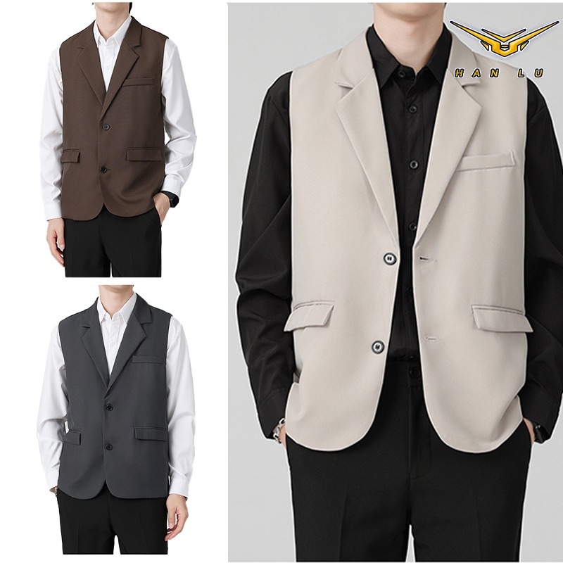 HANLU  เสื้อกั๊กชาย แขนกุด หลวม