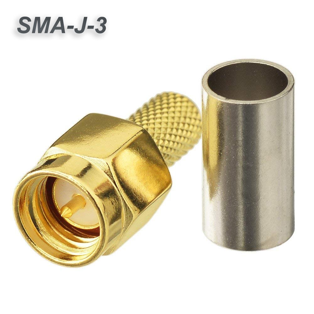 10 ชิ้น SMA ชายปลั๊ก Crimp RF Connector สําหรับ RG58 RG142 LMR195 Coaxial สาย