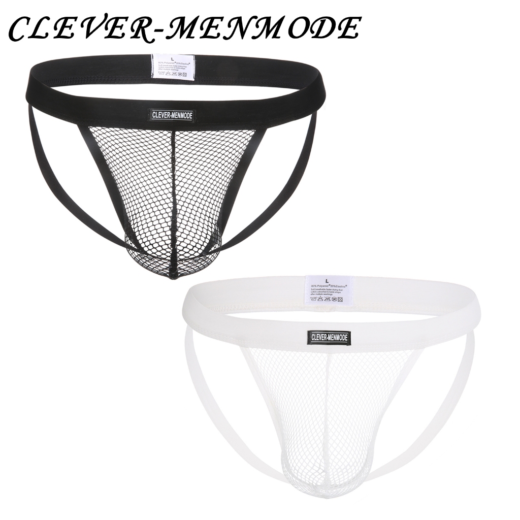 CLEVER-MENMODEชุดชั้นในชายเซ็กซี่ตาข่ายBackless Hollow Butt Thongs G String Breathableต่ําเอวกางเกงชาย