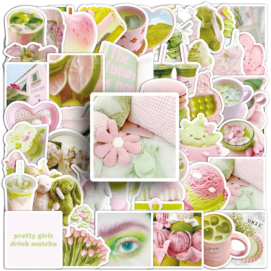 51ชิ้นสีชมพูสีเขียวน่ารักสติ๊กเกอร์สําหรับ ทําเอง เคสโทรศัพท์แล็ปท็อปหมวกกันน็อครถกราฟฟิตีกันน้ําตกแต่งของขวัญ