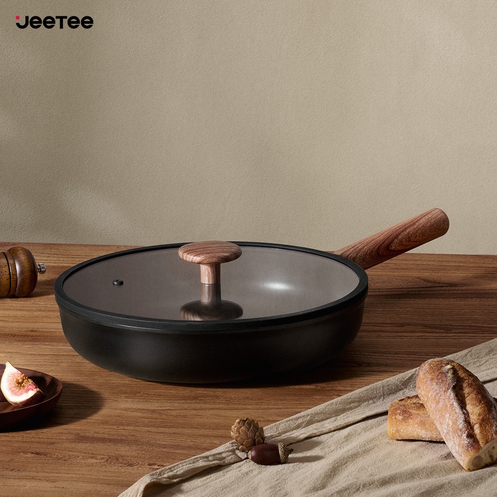 JEETEE [ถอดด้ามจับได้] หม้อเซรามิกเคลือบสารกันติด 24/28CM กระทะ  ฝาหม้อซิลิโคน ฟรี เหมาะกับเตาทุกประเภท