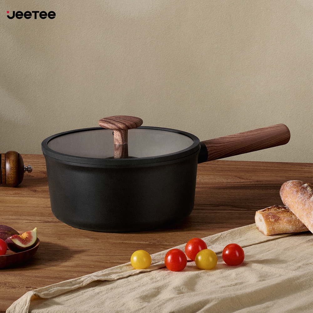 JEETEE [ถอดด้ามจับได้]16/20CM กระทะนมเซรามิค กระทะไม่ติด กระถางเด็ก ฝาหม้อซิลิโคน ฟรี เหมาะกับเตาทุกประเภท