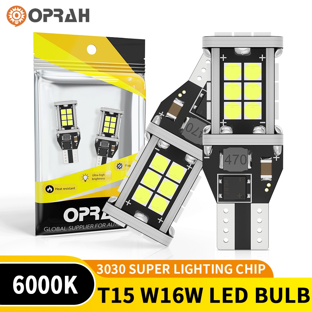 Oprah 2 ชิ้น T15 W16W หลอดไฟ LED Super Bright 3030 24SMD หลอดไฟ LED ในรถยนต์ไฟที่จอดรถย้อนกลับไฟเลี้ยวไฟรถยนต์ 12 โวลต์