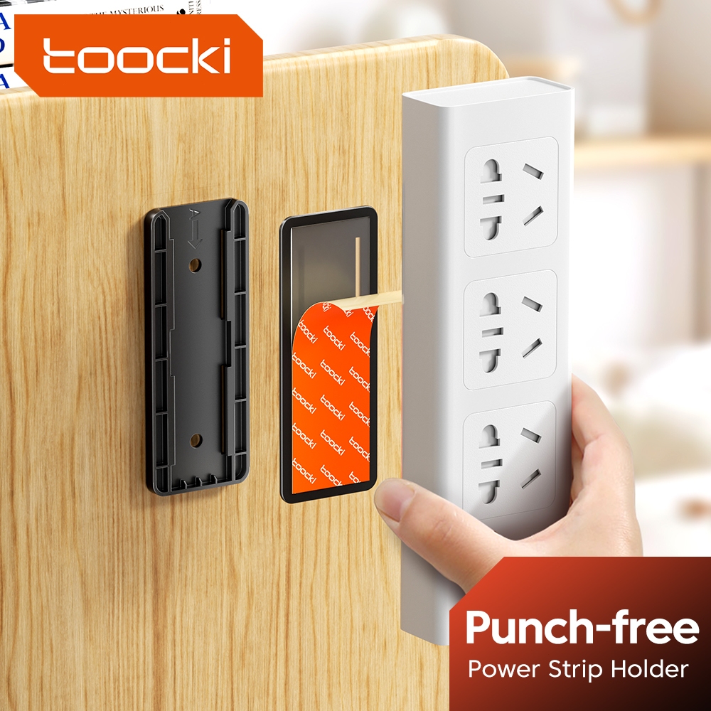 Toocki สติ๊กเกอร์ติดผนัง Punch-ฟรีถือปลั๊กไฟ Fixer Slider Self-Adhesive Socket Fixer Seamless Power Strip Holder