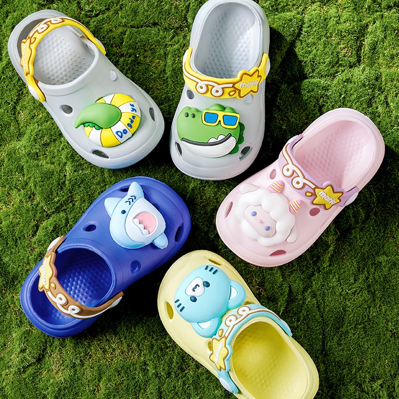 Cheerful Mario 14-19ซม Slipper เด็ก หลายสี การ์ตูน รองเท้าแตะปลาฉลามเด็ก ชมพู น่ารัก รองเท้ารัดส้นแกะเด็ก