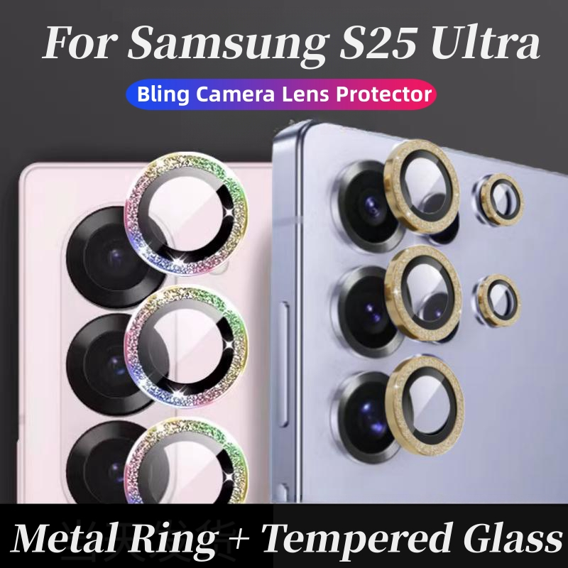 3/5 ชิ้น Glitter เลนส์สําหรับ Samsung S25ultra S24ultra S23ultra S25 + S24 Plus S24fe S23fe 5G กล้องฝาครอบป้องกันกระจกนิรภัยเลนส์ฟิล์ม