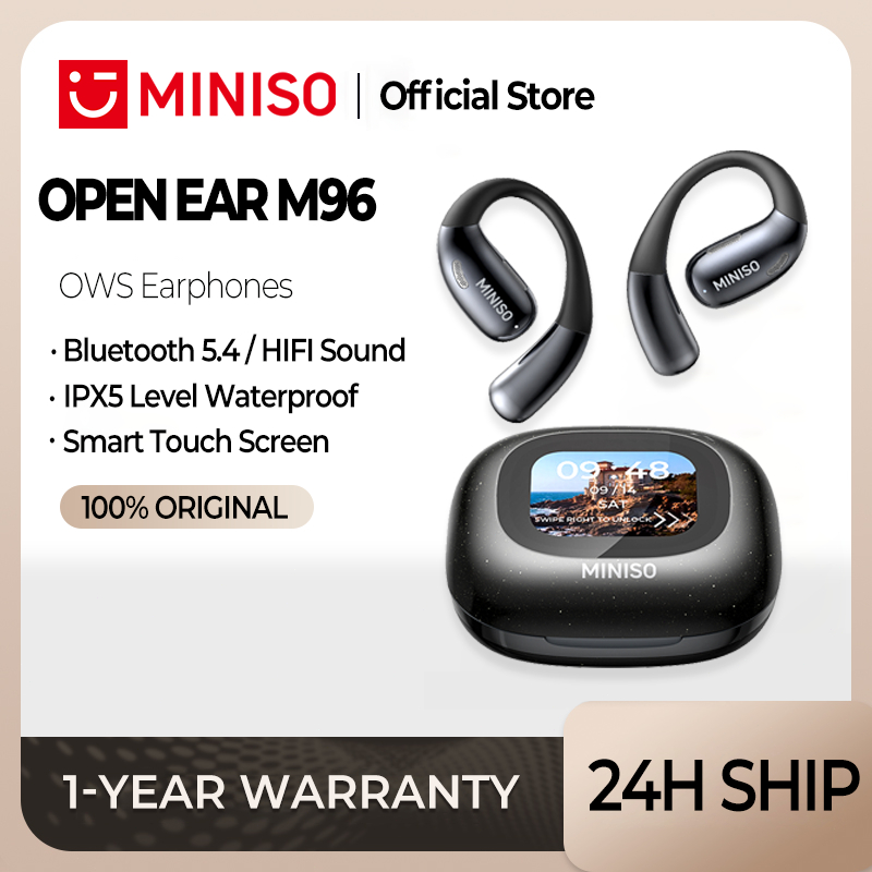 Miniso M96 หูฟังอัจฉริยะหน้าจอสัมผัสอเนกประสงค์ หูฟังเปิดหู หูฟัง IPX5 บลูทูธ 5.4 หูฟังกีฬา หูฟังสําหรับเล่นเกม