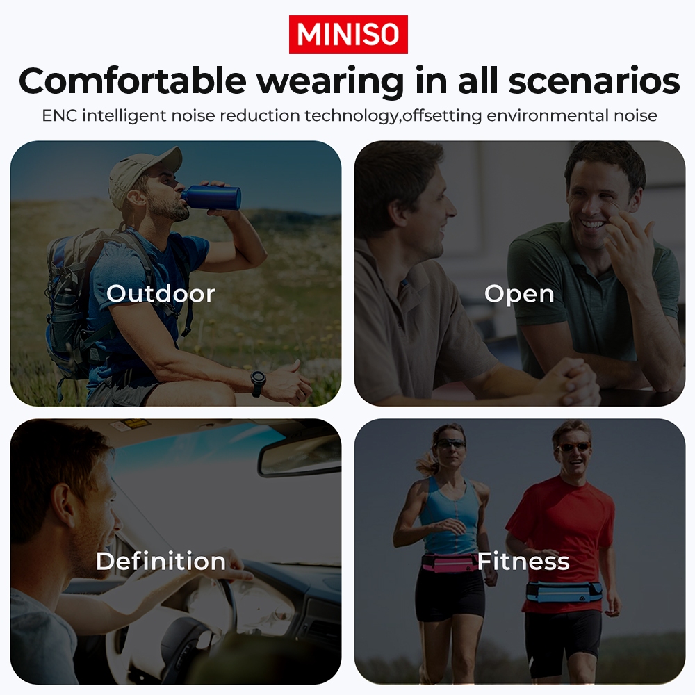 Miniso M96 หูฟังอัจฉริยะหน้าจอสัมผัสอเนกประสงค์ หูฟังเปิดหู หูฟัง IPX5 บลูทูธ 5.4 หูฟังกีฬา หูฟังสําหรับเล่นเกม