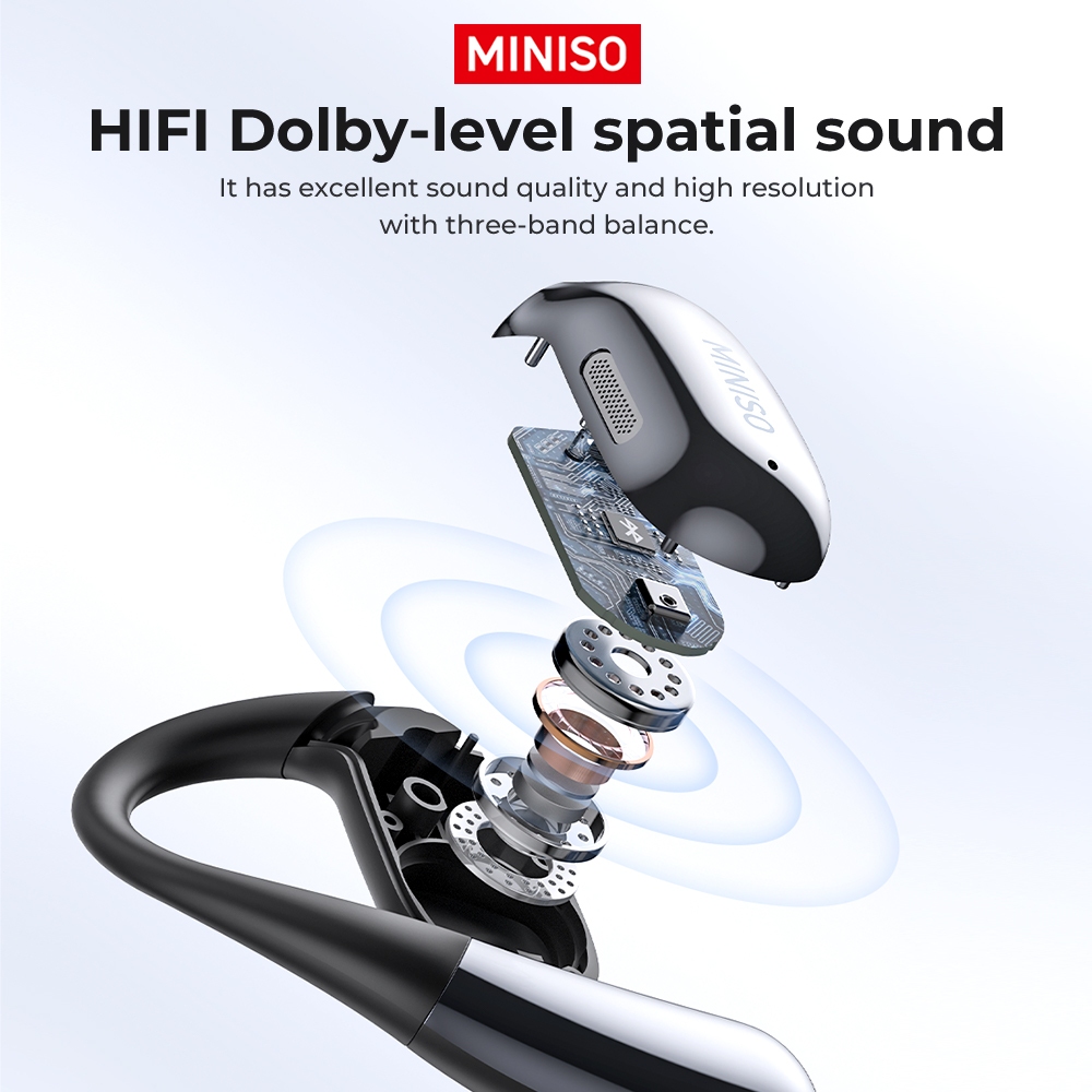 Miniso M96 หูฟังอัจฉริยะหน้าจอสัมผัสอเนกประสงค์ หูฟังเปิดหู หูฟัง IPX5 บลูทูธ 5.4 หูฟังกีฬา หูฟังสําหรับเล่นเกม