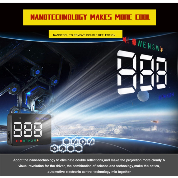 โรงงานรถ Head Up Display A5 อัตโนมัติ HUD GPS ความเร็วมิเตอร์ดิจิตอลจอแสดงผลหน้าต่างสําหรับรถยนต์ทั้งหมด Universal - รูปที่ 2