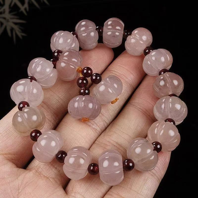 สร้อยข้อมือลูกปัดฟักทองหยกสีทองธรรมชาติ สร้อยข้อมือลูกปัดฟักทองหยกสีม่วง