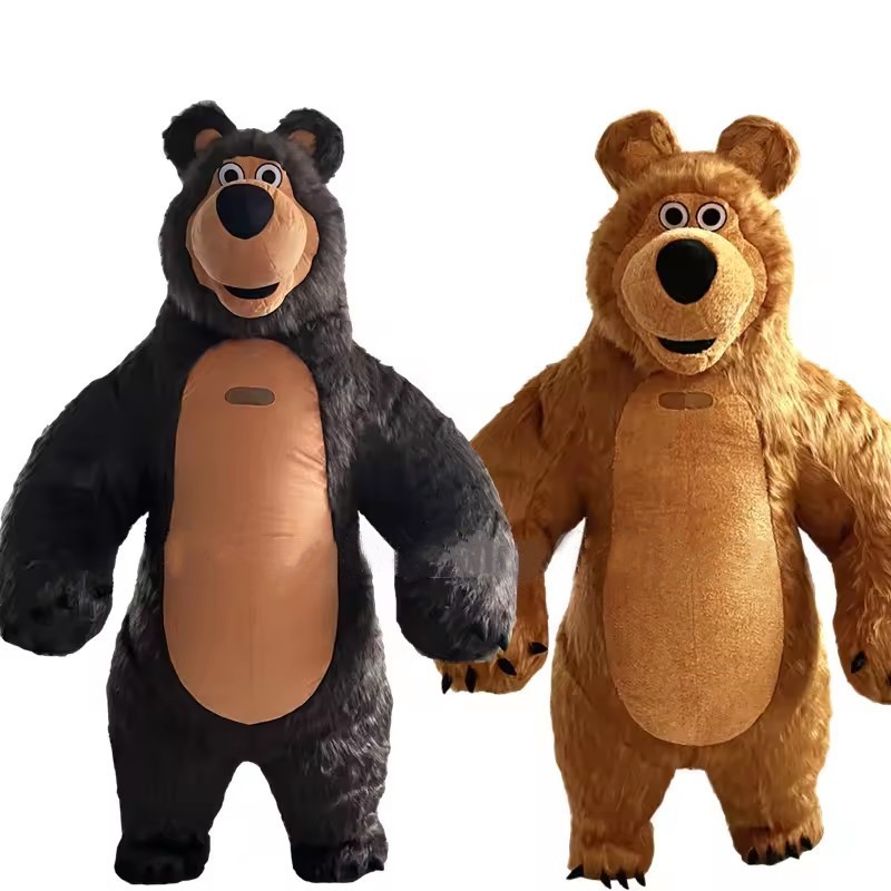 สีน้ําตาล Marsha Bear Inflatable Mascot เครื่องแต่งกายชุด 2 M/2.6 M/3 M Giant Mascot วันเกิด Party Carnival กิจกรรมบทบาทเล่น Inflatable ชุด