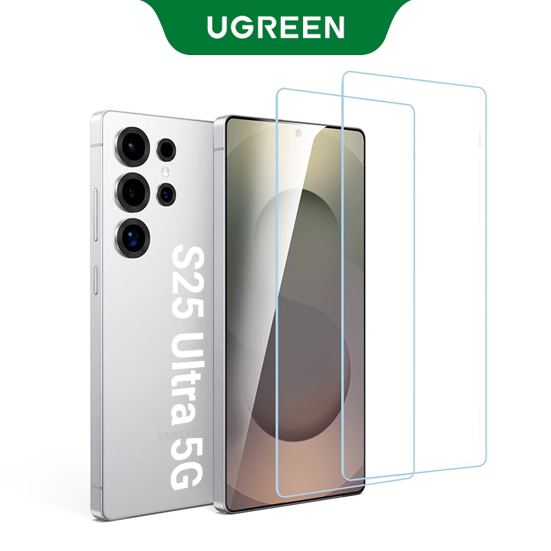 Ugreen ตัวป้องกันหน้าจอ HD ไร้ขอบ 2 ชิ้นสําหรับกระจกนิรภัย Samsung S25 Ultra