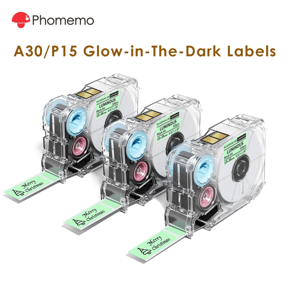 Phomemo A30/P15 เทปฉลากเรืองแสง,ฉลากมืดแบบมีกาวในตัว