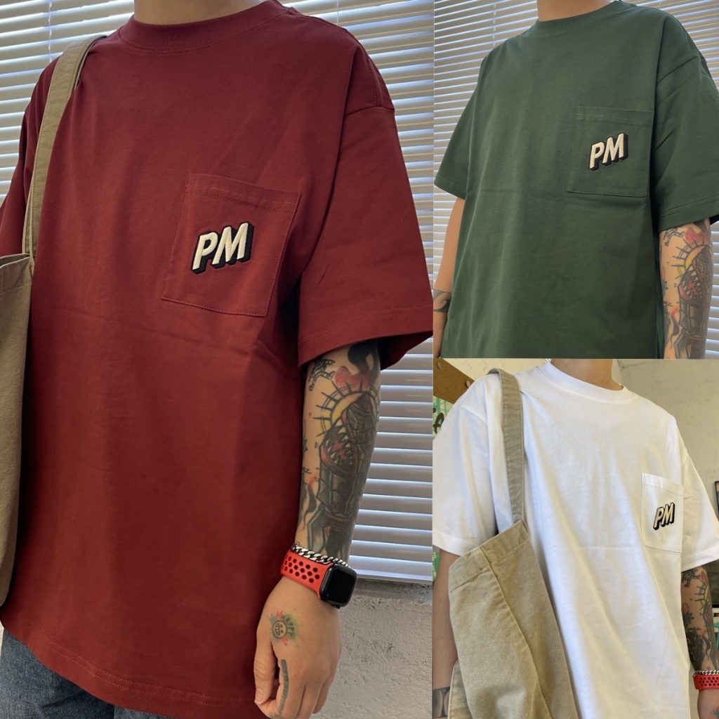 ProMan-แขนสั้นสีทึบของผู้ชายฤดูร้อน เสื้อยืด Splice Pocket คลาสสิกร้อยชุด ความเรียบง่าย