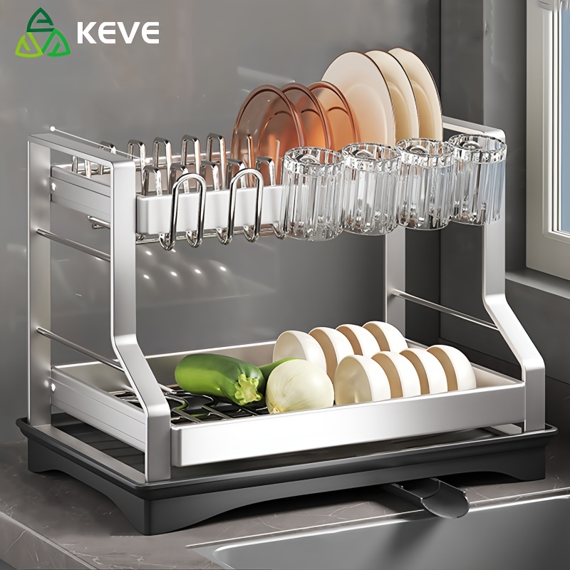 KEVE ชั้นวางจานสแตนเลส ทนทาน ประกอบง่าย ชั้นวางของในครัว