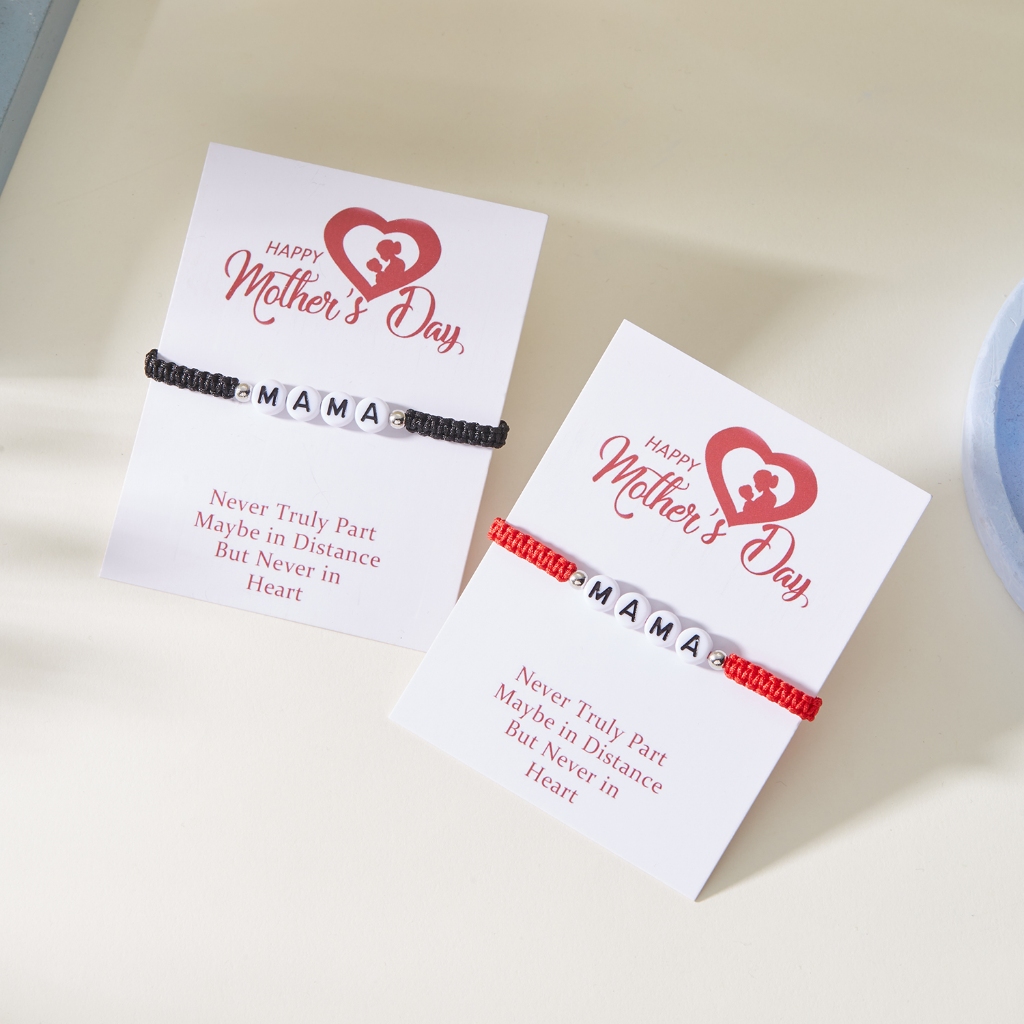 Bella-bee MAMA Mothers Day Braided Paper Card Bracelet Adjustable Holiday Gift Women Jewelry