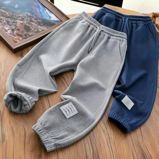 Croc Boyz พร้อมส่ง กางเกงขายาวเด็กชาย กางเกงรัดเท้า ลำลองแฟชั่น งานผ้าร่อง สไตล์เกาหลี ฤดูร้อน ไซส์ 120-160