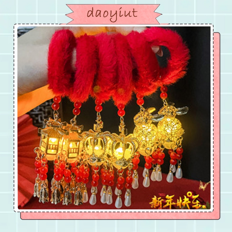 จะเรืองแสงโคมไฟคาดศีรษะเด็กปีใหม่โคมไฟสีแดงแหวนผมแฟชั่นเครื่องประดับผม
