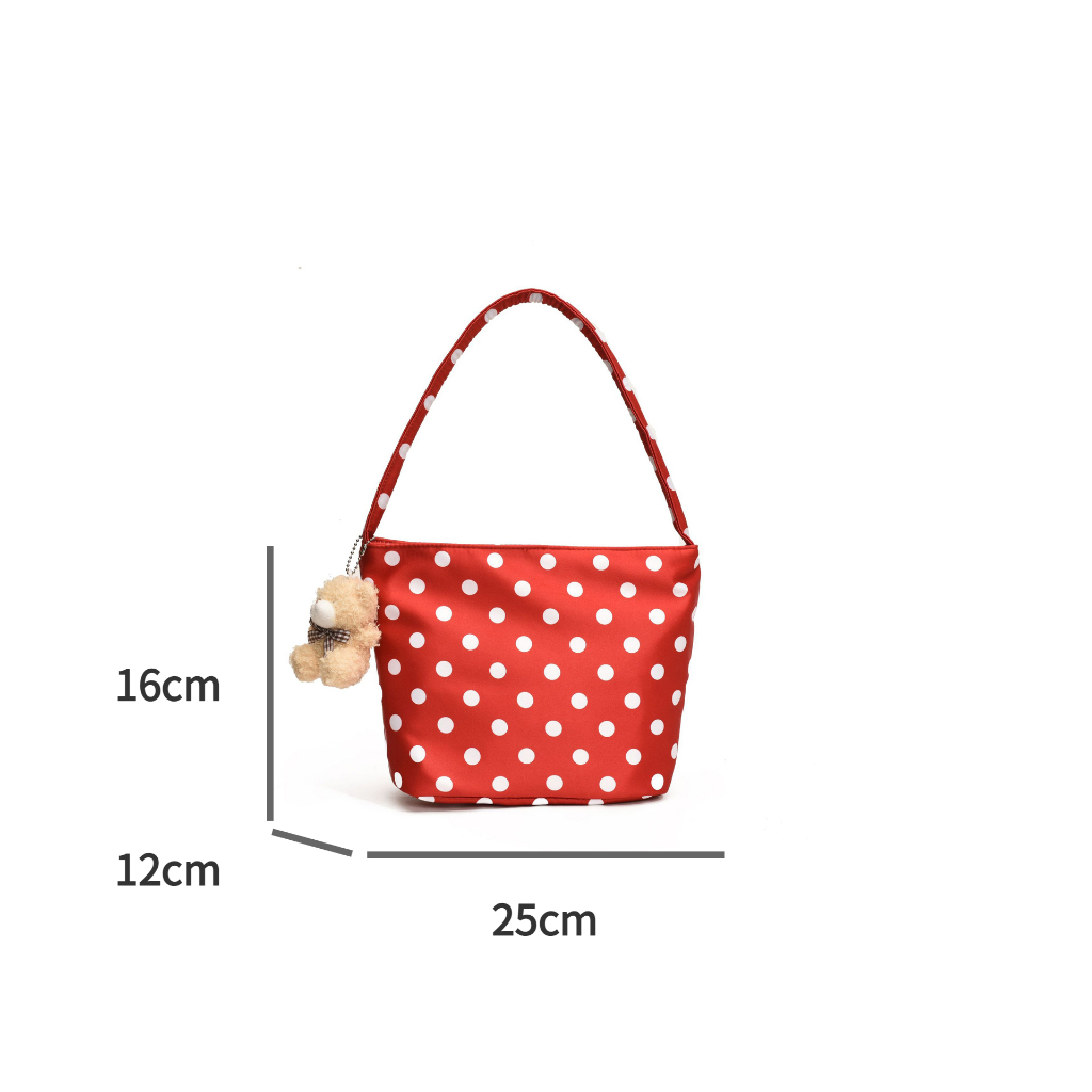 LHL BOUTIQUE Polka dot bag กระเป๋าถือ ลายจุด กระเป๋าแดง แฟชั่น