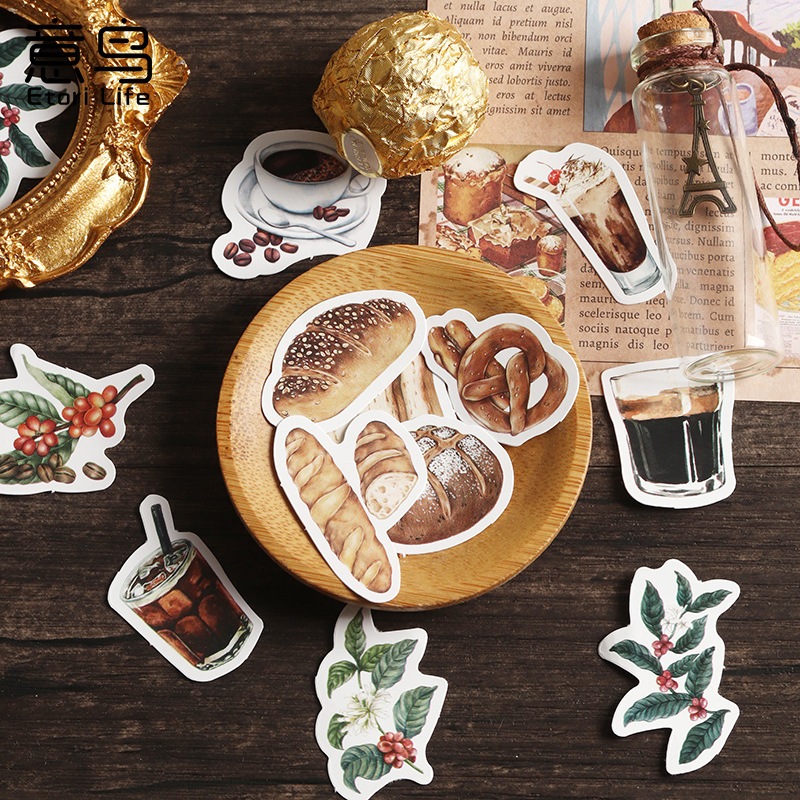 46ชิ้น/กล่อง น่ารัก กาแฟคนรักสติกเกอร์น่ารักไอศครีมเครื่องเขียนสติกเกอร์ ทําเอง สมุดไดอารี่วารสารวางแผนฉลากเหนียวของขวัญน่ารักปิดผนึกแท็ก