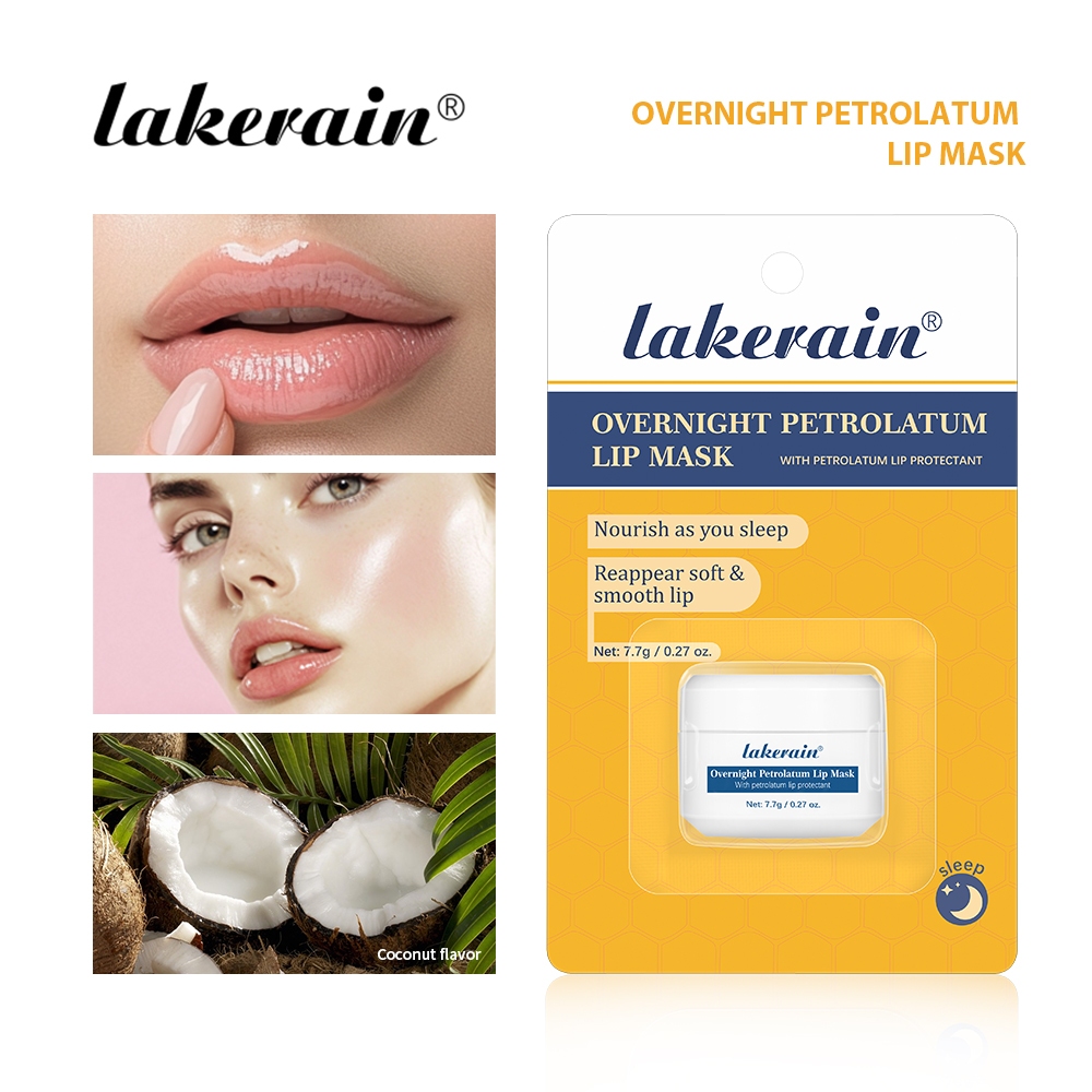 Lakerain Overnight Petrolatum Lip Mask Exfoliating Fade Lip Line Dead Skin Moisturizing Brighten Rep