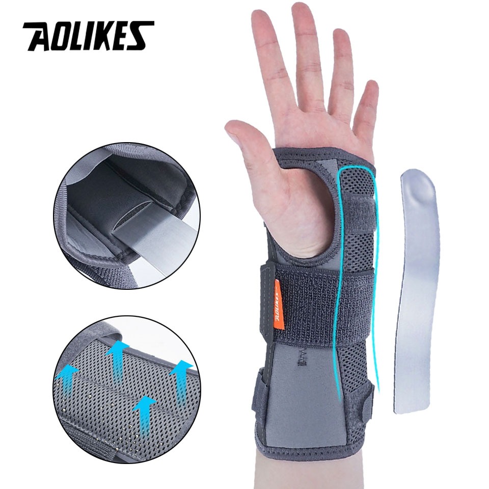 Aolikes 1PCS แผ่นโลหะข้อมือกีฬา Hand Protector Splint Carpal อุโมงค์ปรับข้อมือติดตั้ง Stabilizer