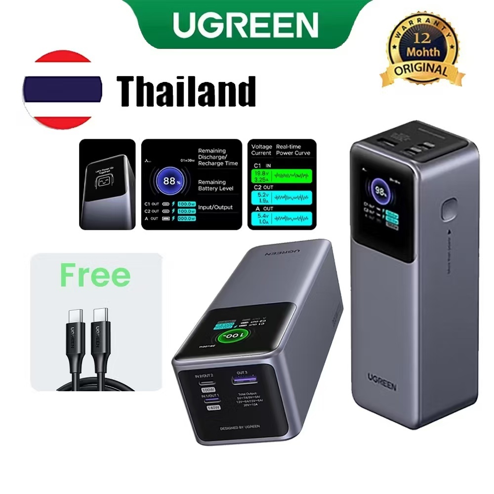 Ugreen 200W 25000mAh แล็ปท็อป Power Bank ชาร์จเร็วสุด PD3.1 ชาร์จอย่างรวดเร็ว