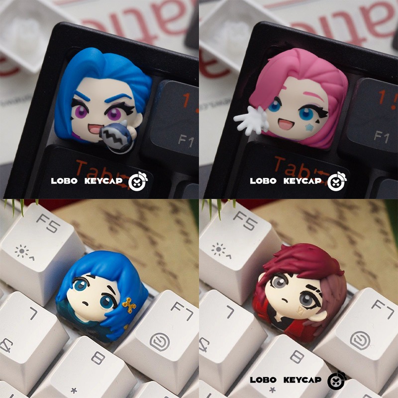 Lol Jinx Keycap น่ารักการ์ตูน 3D สร้างสรรค์น่ารัก MX สวิทช์คีย์บอร์ด DIY เรซิ่น Keycaps Yuumi Yasuo 