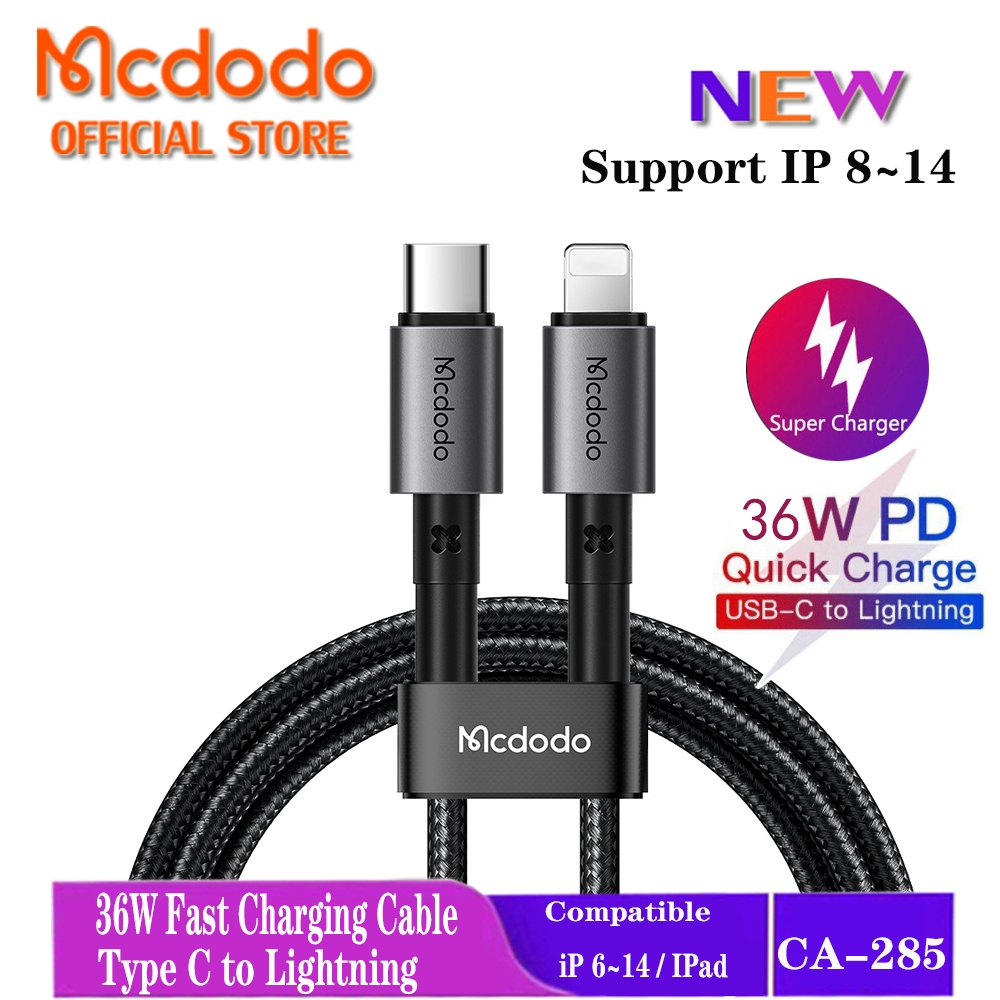 Mcdodo 65W Type C ถึง Type C สาย 36W PD USB-C ถึง Lightning Fast สายชาร์จสําหรับ iP 16 Pro Max 15 14 13 12 11 Xr 8 7 6s CA-285 313