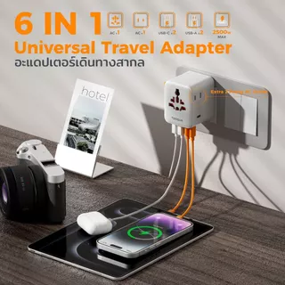 TESSAN Universal Travel Adapter อะแดปเตอร์ 35W/65W/100W ใหม่พร้อม USB+Type C ใช้ได้ใน 200+ ประเทศ