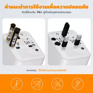 TESSAN Universal Travel Adapter อะแดปเตอร์ 35W/65W/100W ใหม่พร้อม USB+Type C ใช้ได้ใน 200+ ประเทศ